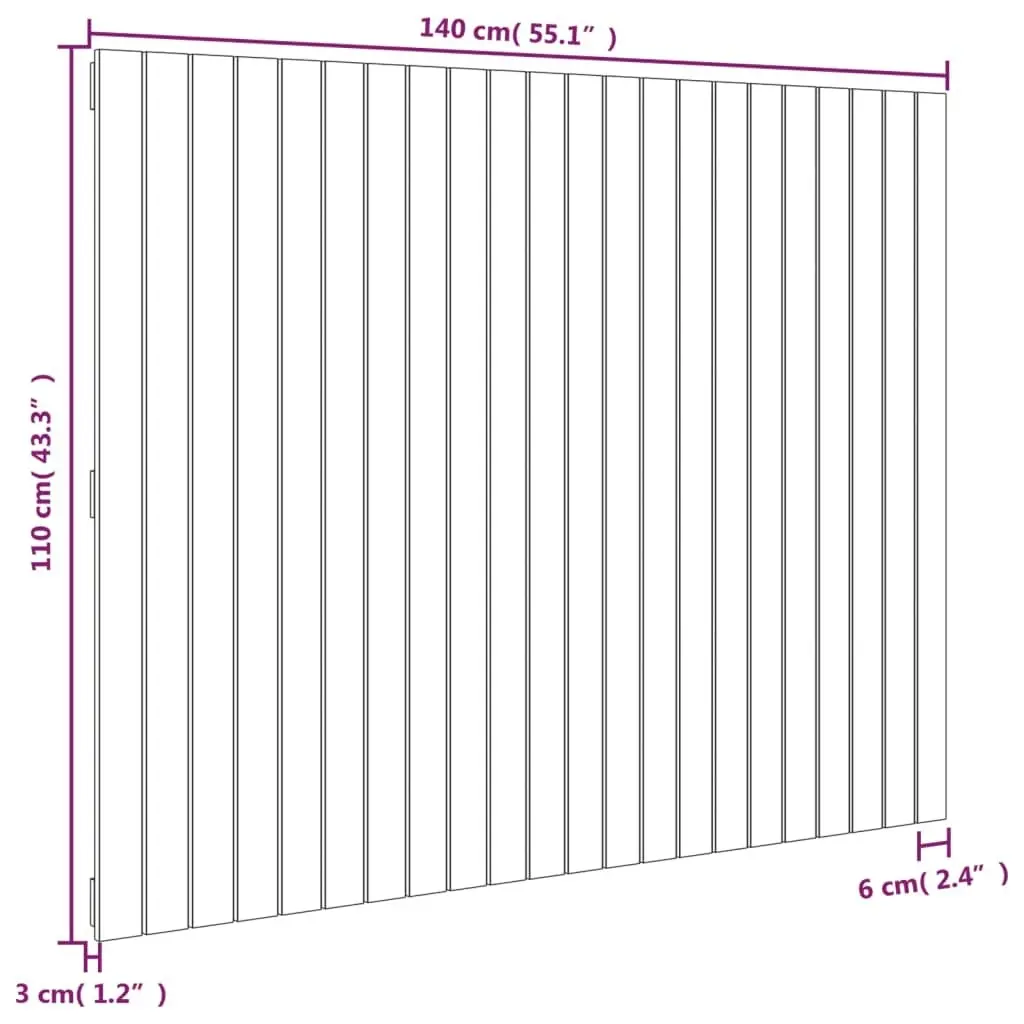 Wall Headboard White 140x3x110 cm Solid Wood Pine 824969