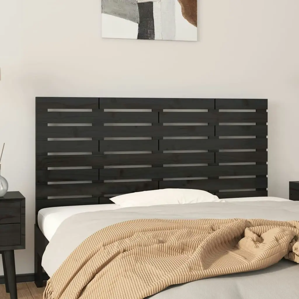 Wall Headboard Black 156x3x63 cm Solid Wood Pine 824742