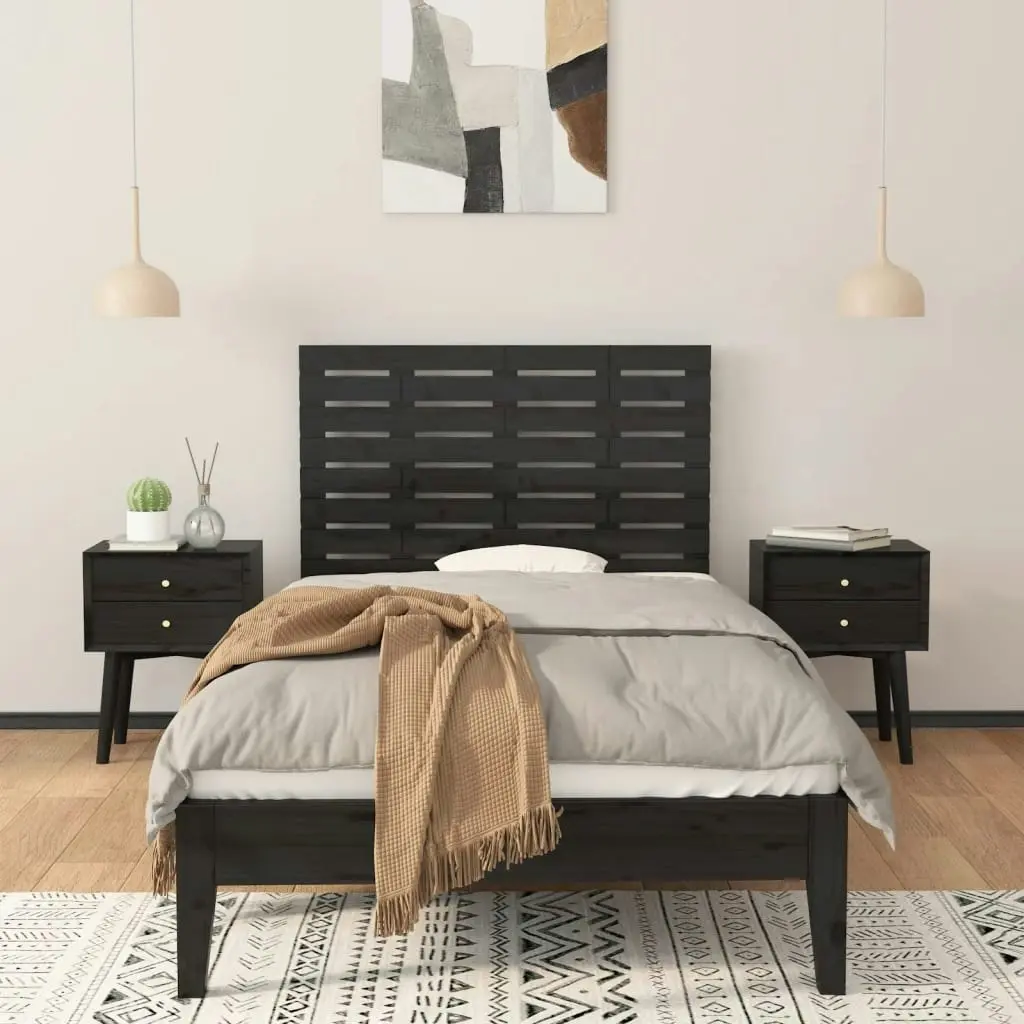 Wall Headboard Black 96x3x63 cm Solid Wood Pine 824727