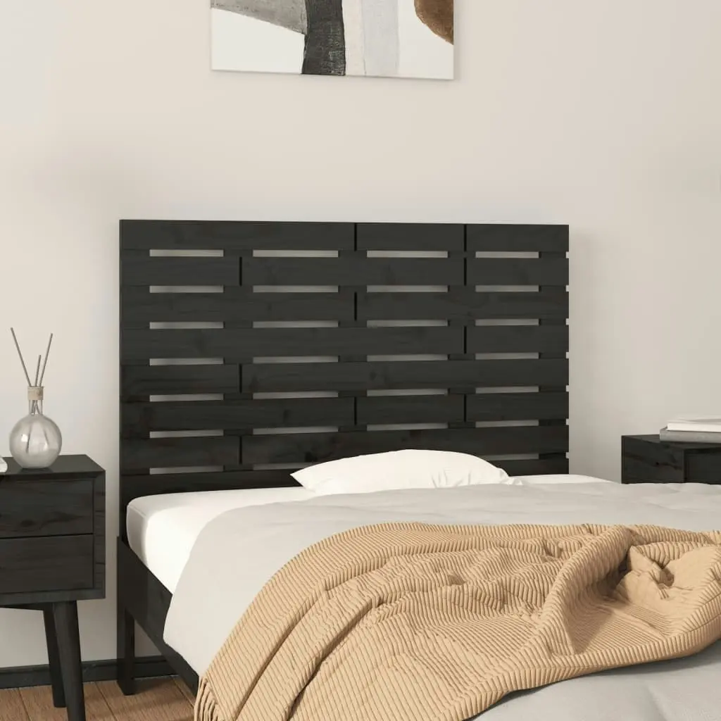 Wall Headboard Black 96x3x63 cm Solid Wood Pine 824727