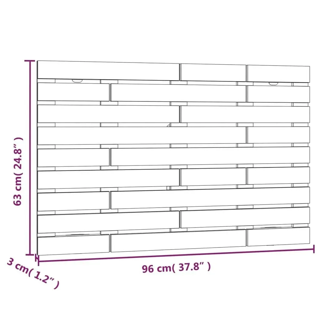 Wall Headboard Black 96x3x63 cm Solid Wood Pine 824727