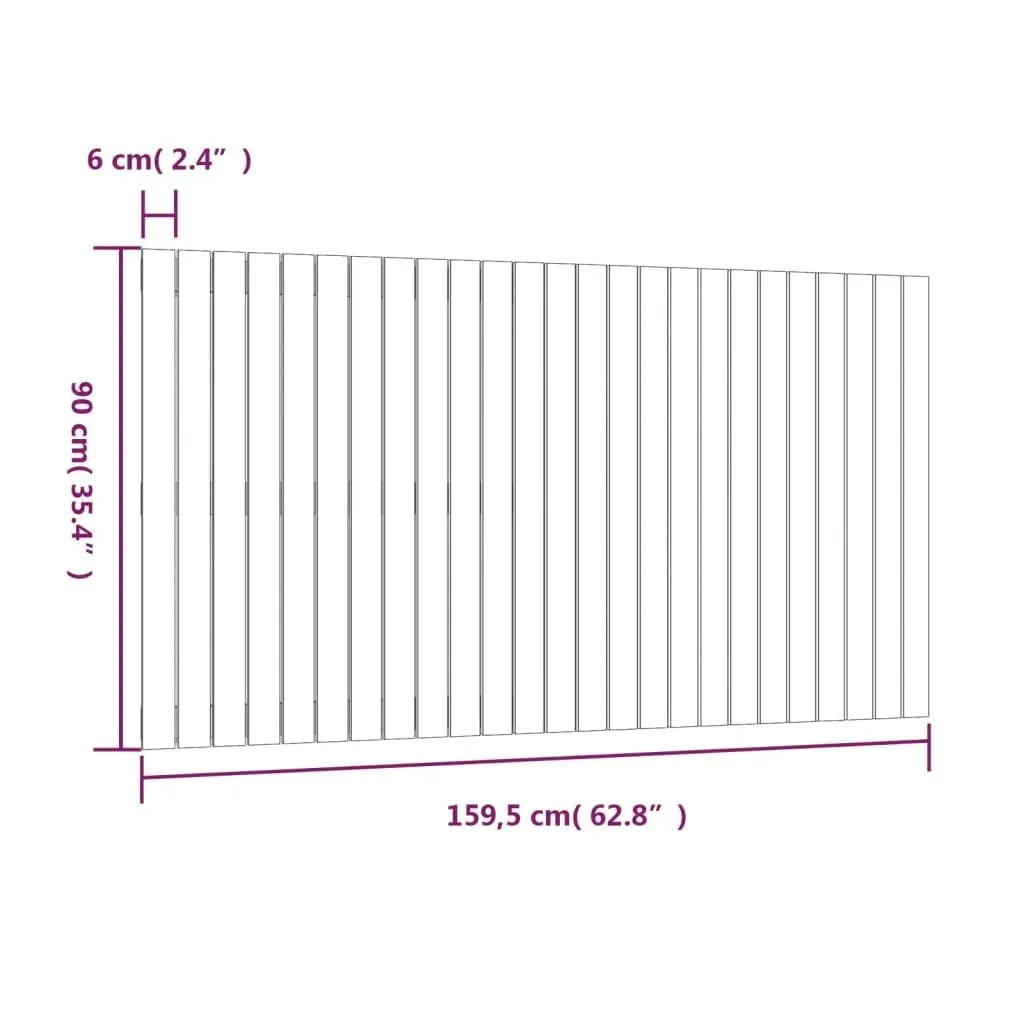 Wall Headboard White 159.5x3x90 cm Solid Wood Pine 824899