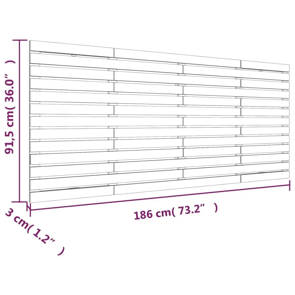 Wall Headboard White 186x3x91.5 cm Solid Wood Pine 824704