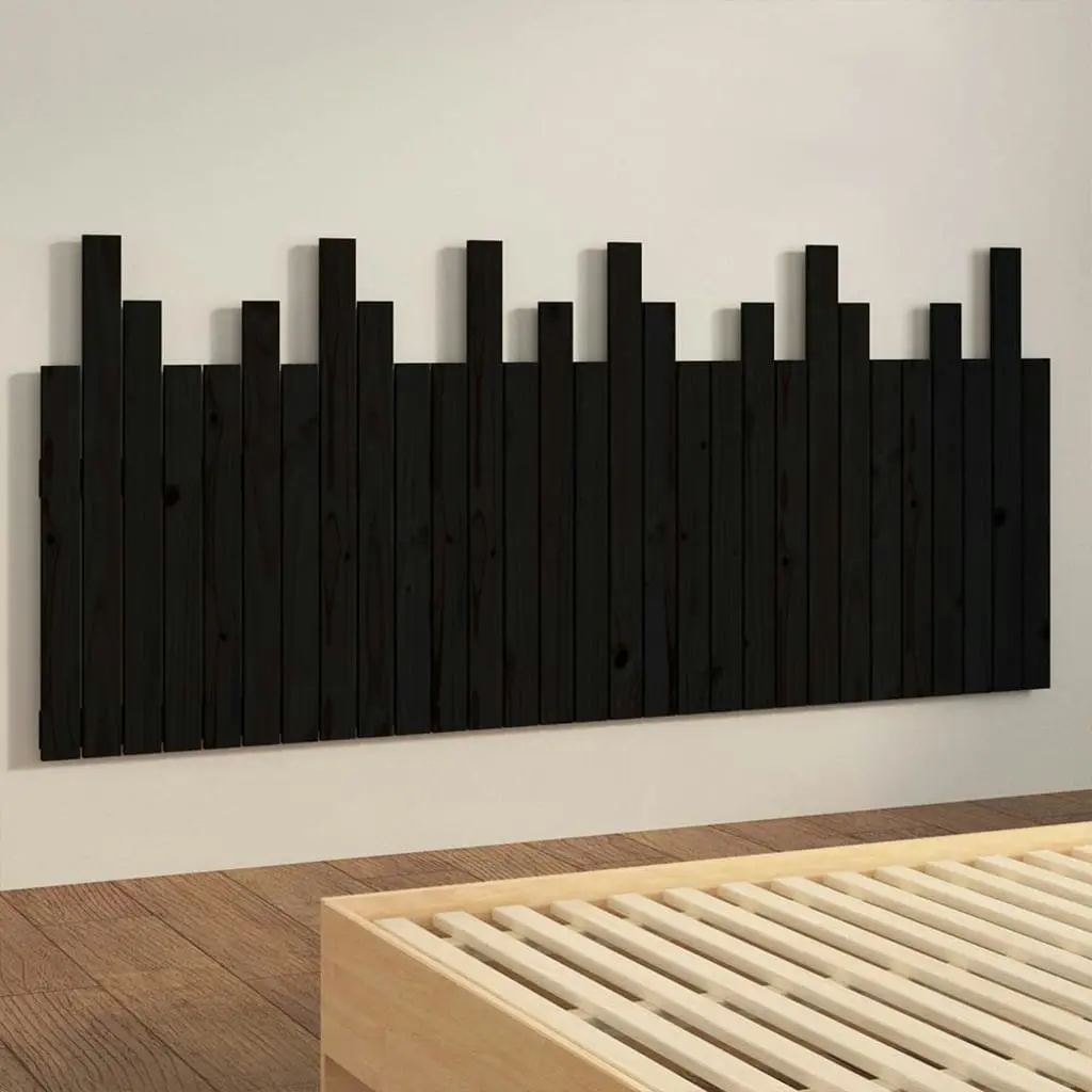 Wall Headboard Black 185x3x80 cm Solid Wood Pine 824817