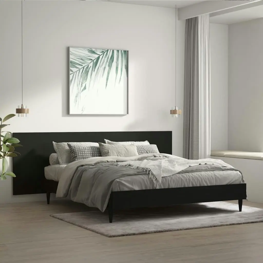 Wall Headboard Black 240x1.5x80 cm Engineered Wood 811053