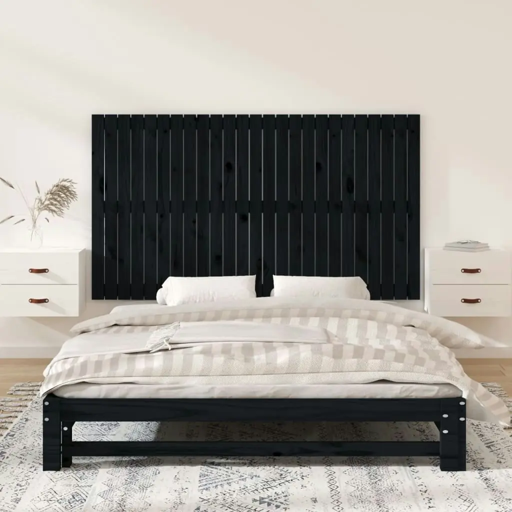 Wall Headboard Black 159.5x3x90 cm Solid Wood Pine 824902