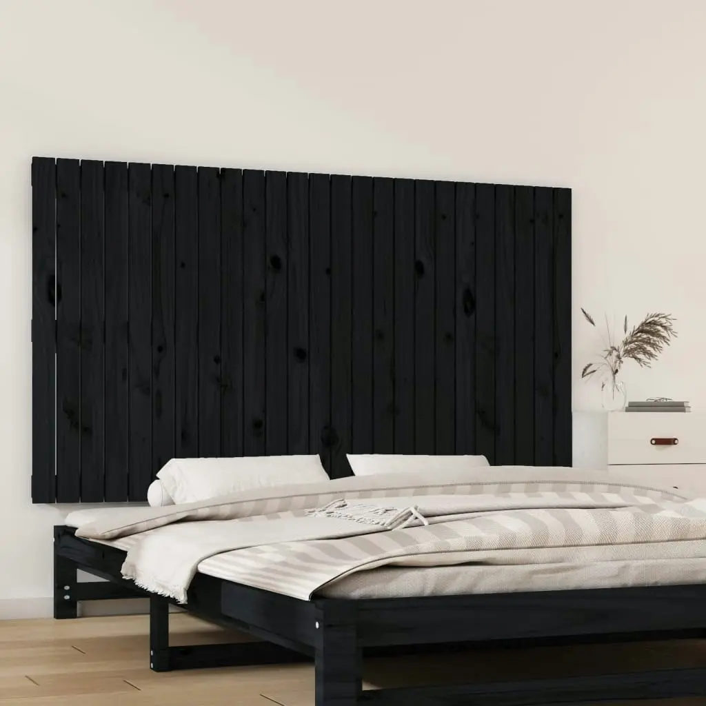 Wall Headboard Black 159.5x3x90 cm Solid Wood Pine 824902