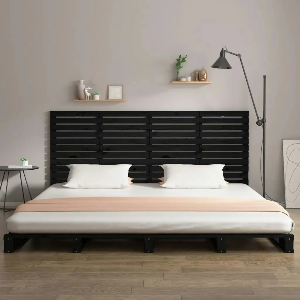 Wall Headboard Black 186 cm Solid Wood Pine 824707