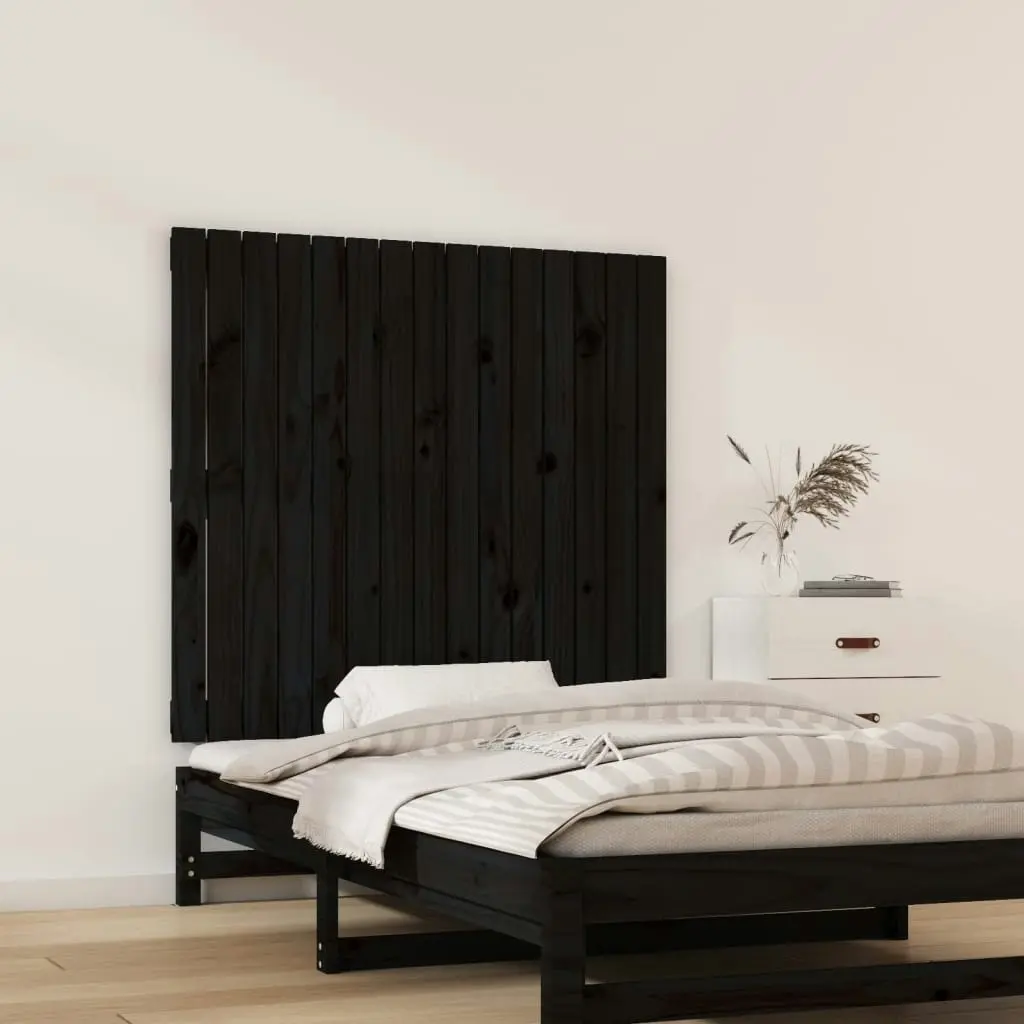 Wall Headboard Black 95.5x3x90 cm Solid Wood Pine 824887