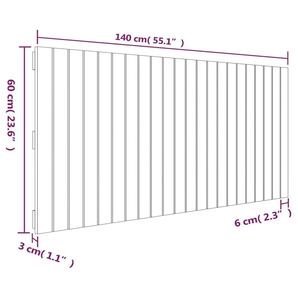 Wall Headboard White 140 cm Solid Wood Pine 824869