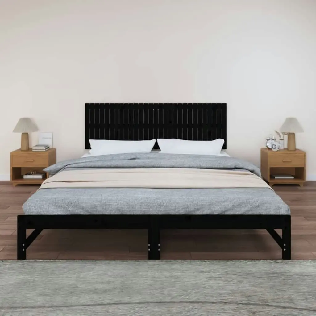 Wall Headboard Black 185x3x60 cm Solid Wood Pine 824867