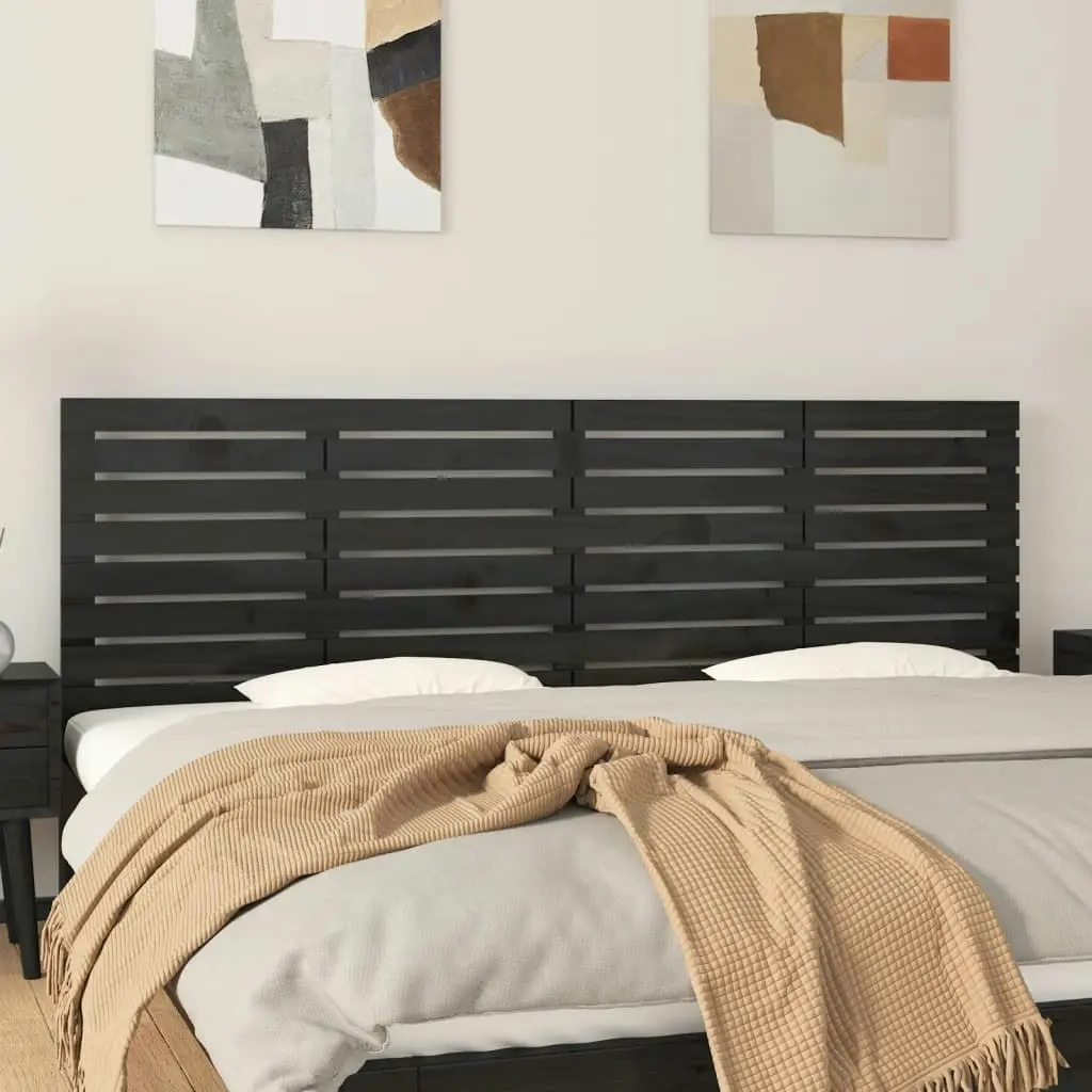 Wall Headboard Black 186 cm Solid Wood Pine 824757