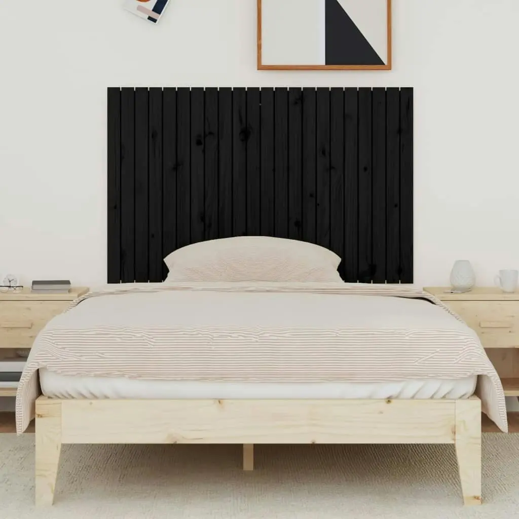 Wall Headboard Black 140x3x90 cm Solid Wood Pine 824922