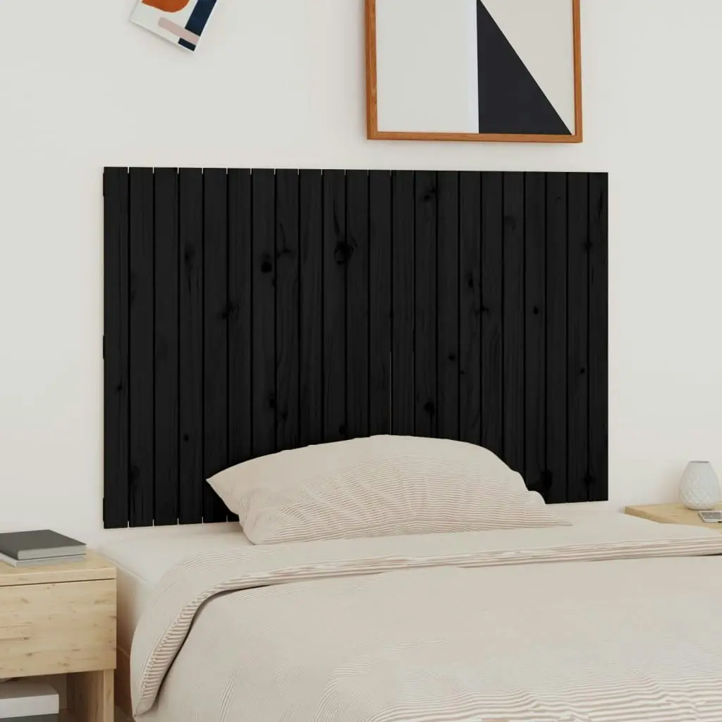 Wall Headboard Black 140x3x90 cm Solid Wood Pine 824922