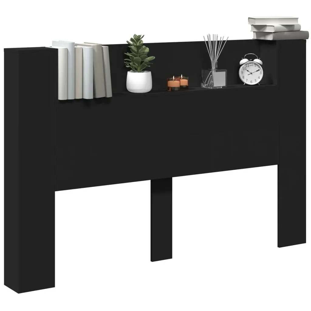 Headboard Cabinet with LED Black 160x16.5x103.5 cm 839253