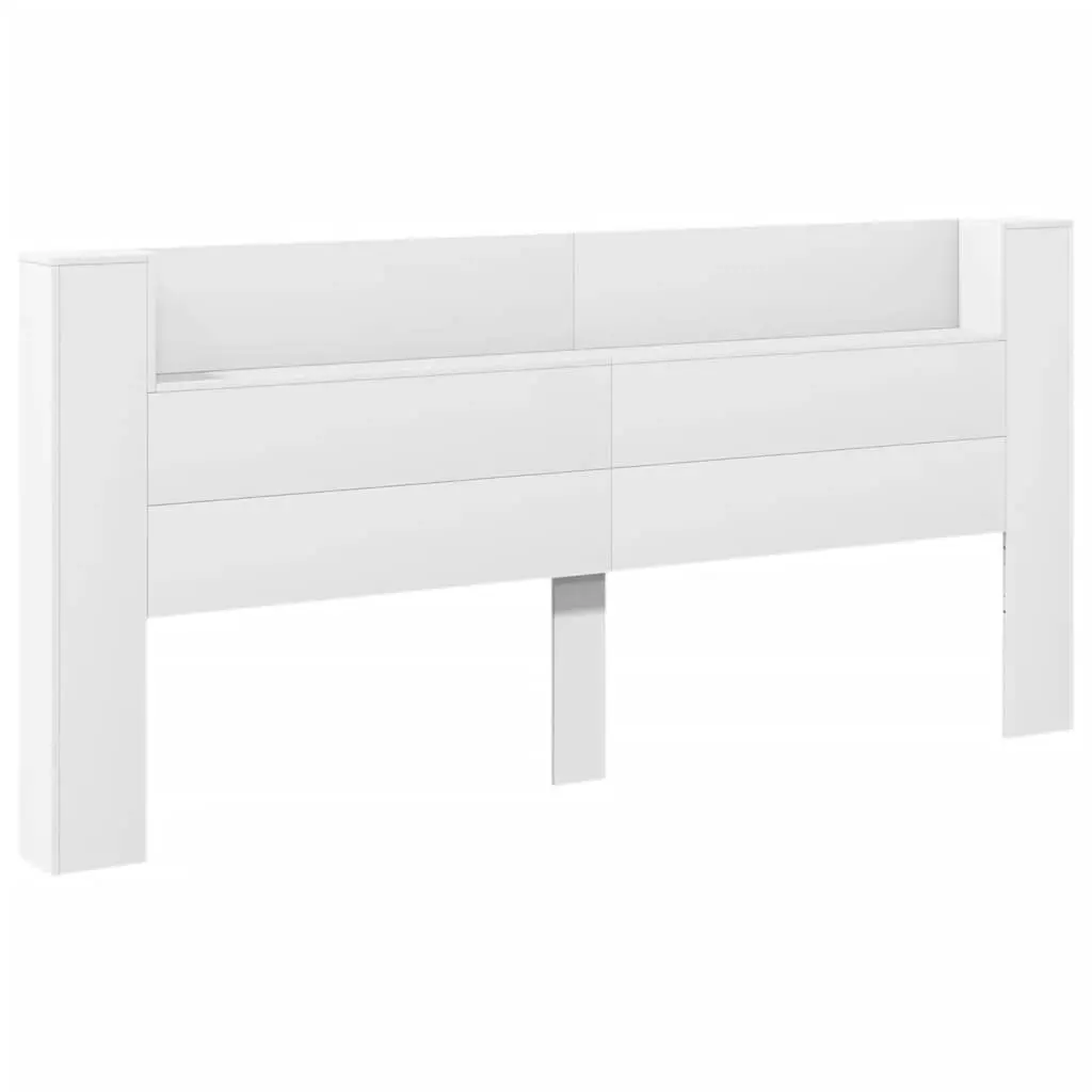 Headboard Cabinet with LED White 220x16.5x103.5 cm 839273