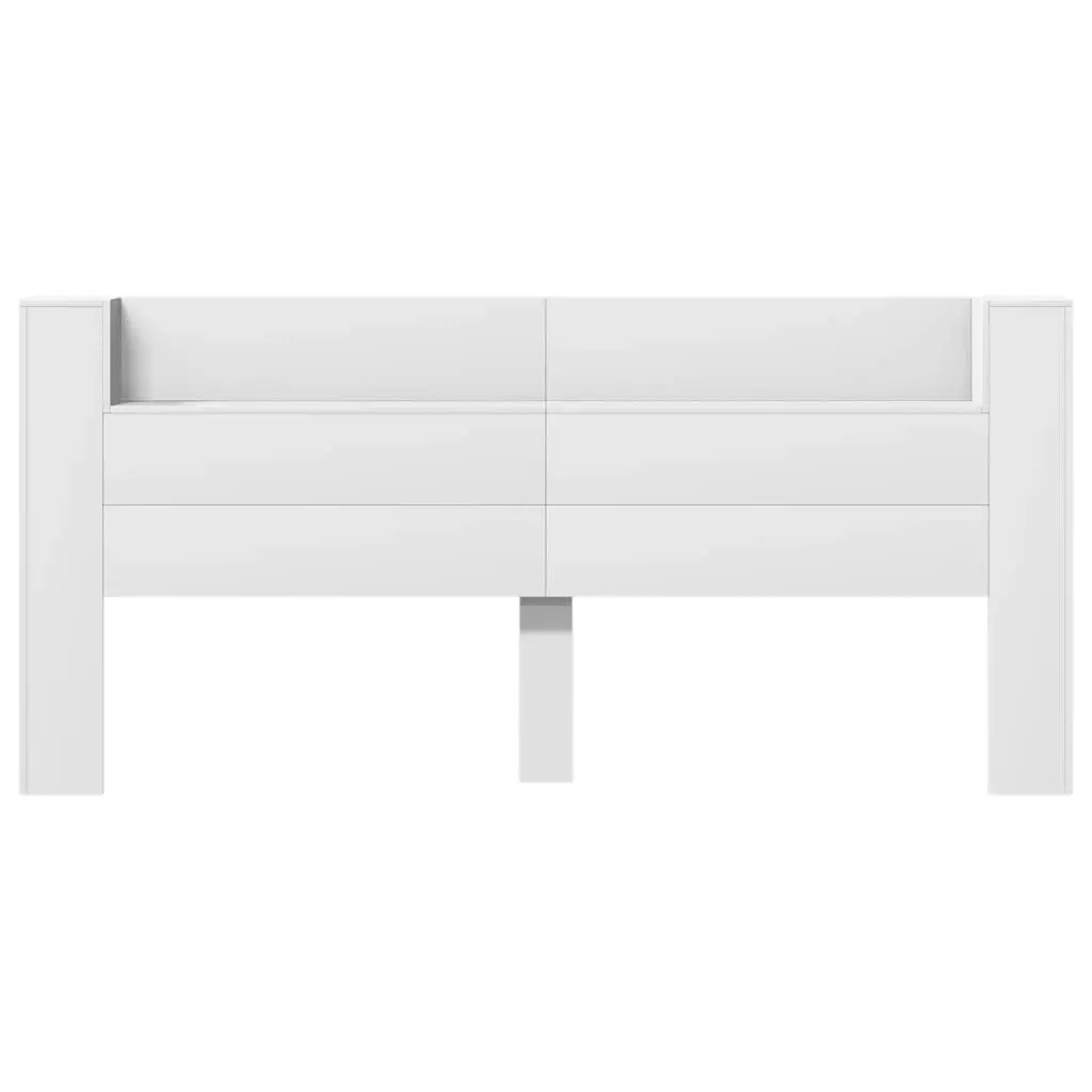 Headboard Cabinet with LED White 220x16.5x103.5 cm 839273