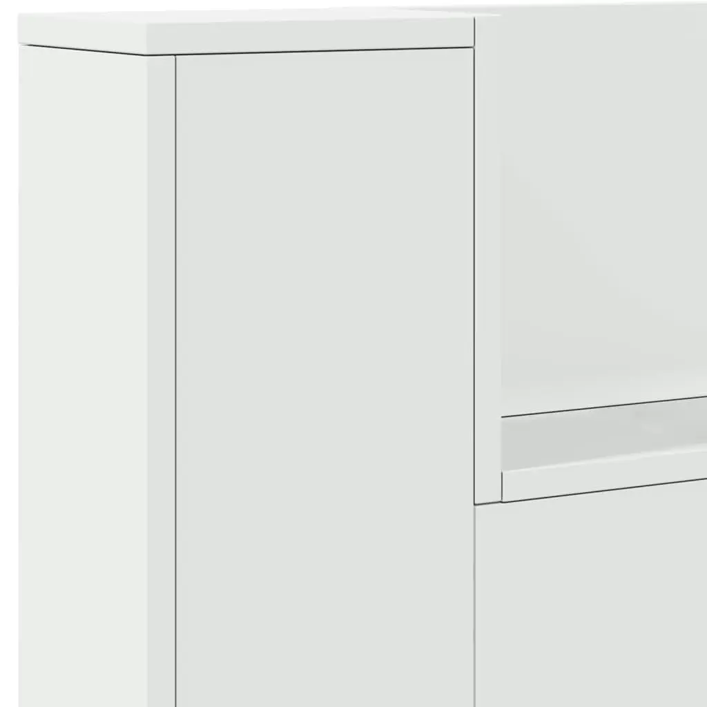 Headboard Cabinet with LED White 220x16.5x103.5 cm 839273