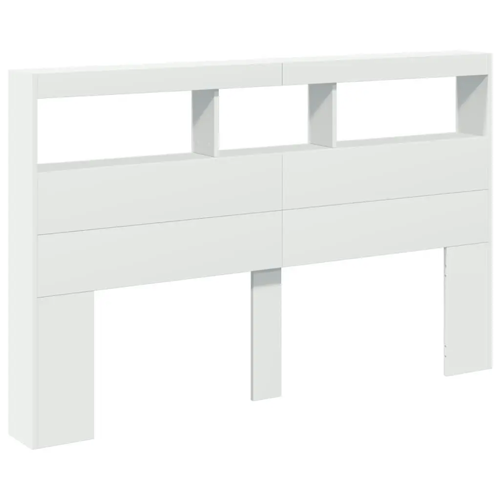 Headboard Cabinet with LED White 160x17x102 cm 839203