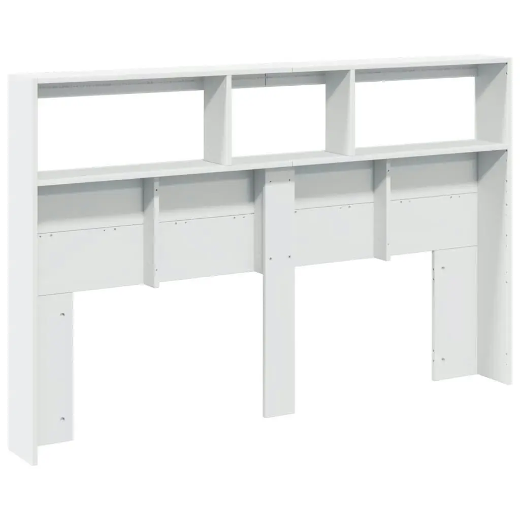 Headboard Cabinet with LED White 160x17x102 cm 839203