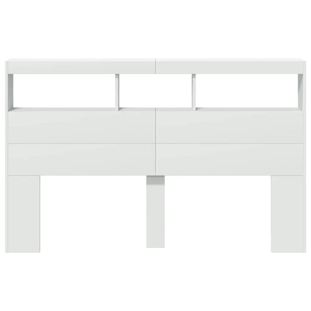 Headboard Cabinet with LED White 160x17x102 cm 839203