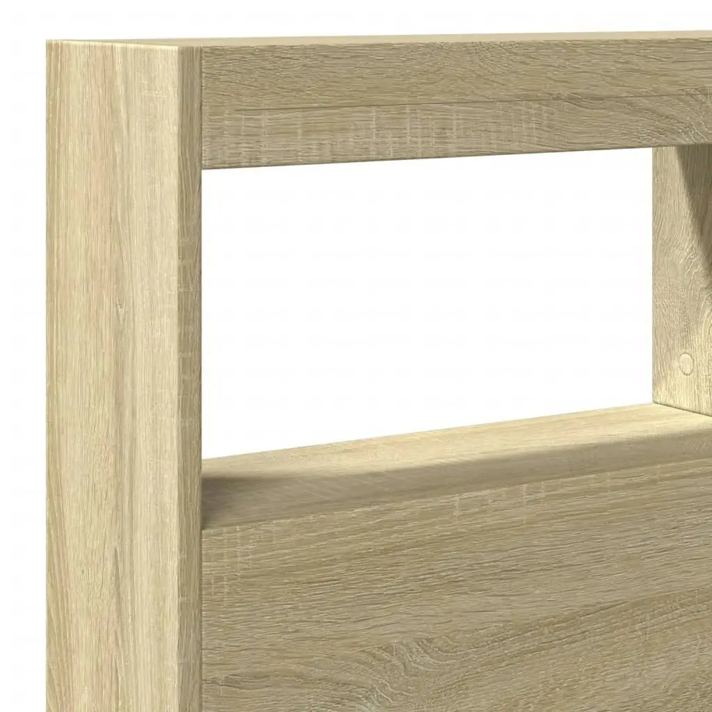 Headboard Cabinet with LED Sonoma Oak 140x17x102 cm 839198