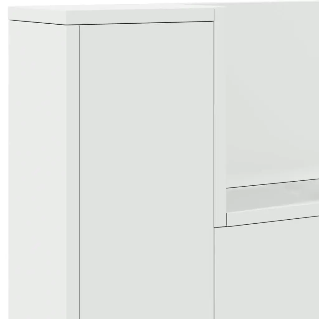 Headboard Cabinet with LED White 200x16.5x103.5 cm 839266