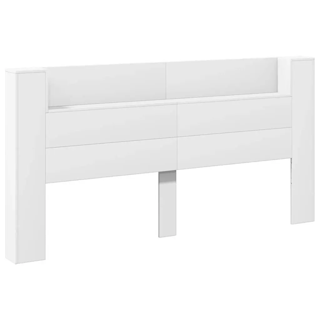 Headboard Cabinet with LED White 200x16.5x103.5 cm 839266