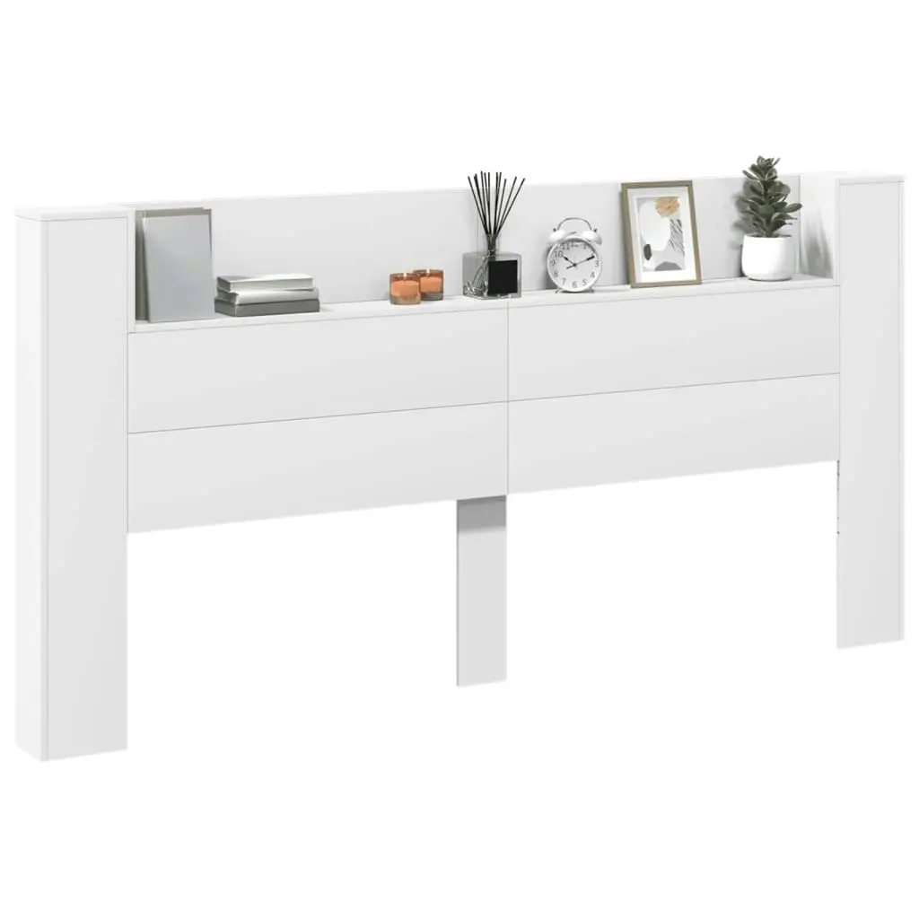 Headboard Cabinet with LED White 200x16.5x103.5 cm 839266