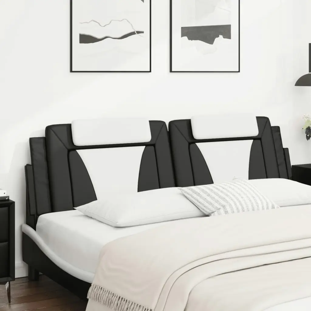 Headboard Cushion Black and White 180 cm Faux Leather 374809