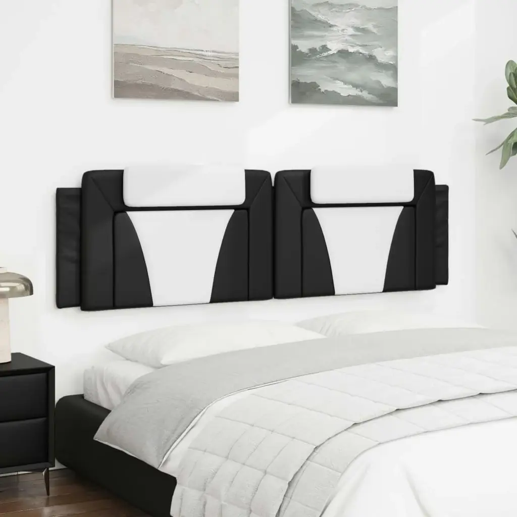 Headboard Cushion Black and White 180 cm Faux Leather 374809