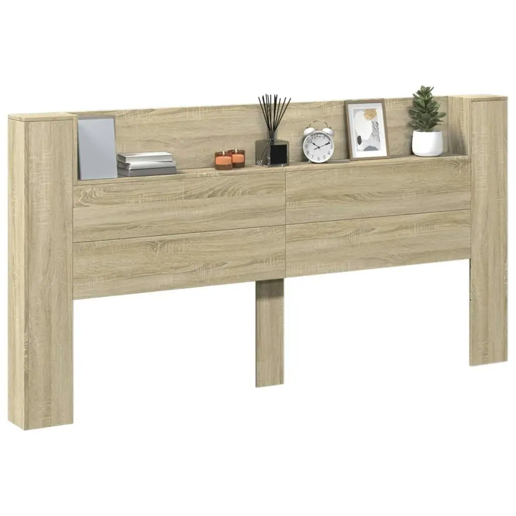 Headboard Cabinet with LED Sonoma Oak 200x16.5x103.5 cm 839268