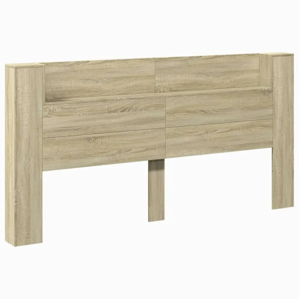 Headboard Cabinet with LED Sonoma Oak 200x16.5x103.5 cm 839268