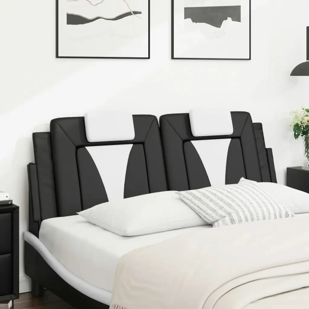 Headboard Cushion Black and White 137 cm Faux Leather 374789