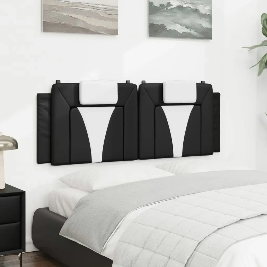 Headboard Cushion Black and White 137 cm Faux Leather 374789