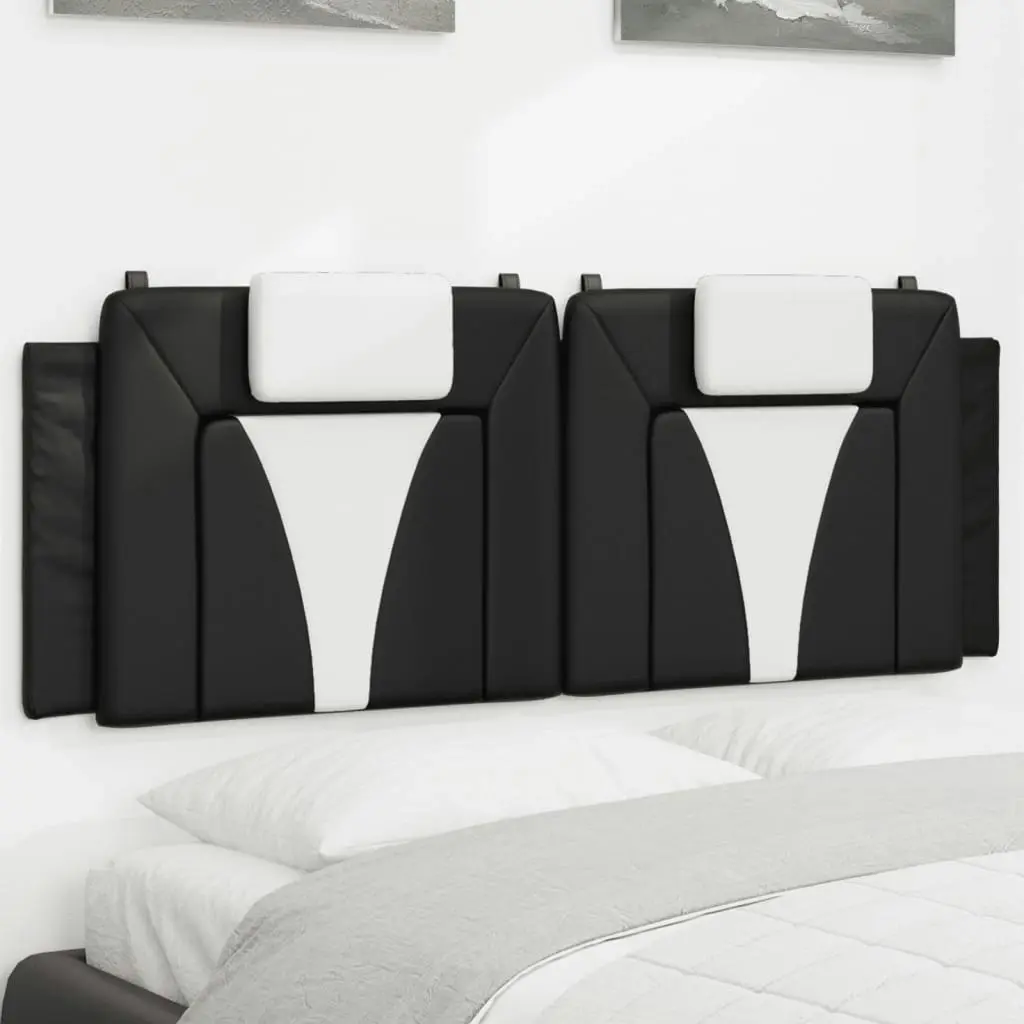 Headboard Cushion Black and White 137 cm Faux Leather 374789