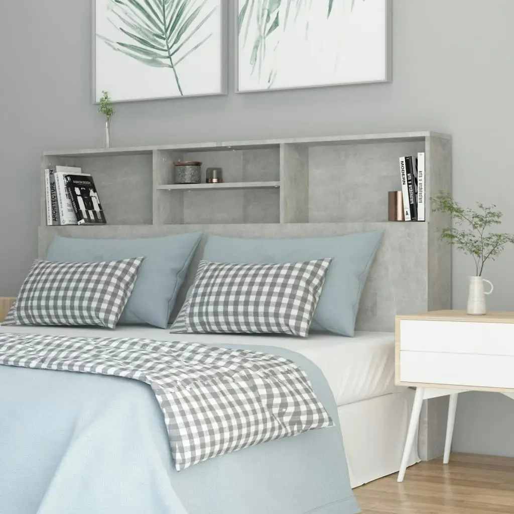 Headboard Cabinet Concrete Grey 160x19x103.5 cm 811875