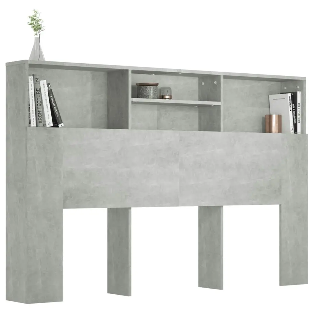 Headboard Cabinet Concrete Grey 160x19x103.5 cm 811875