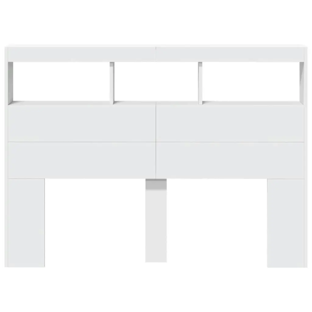 Headboard Cabinet with LED White 140x17x102 cm 839196