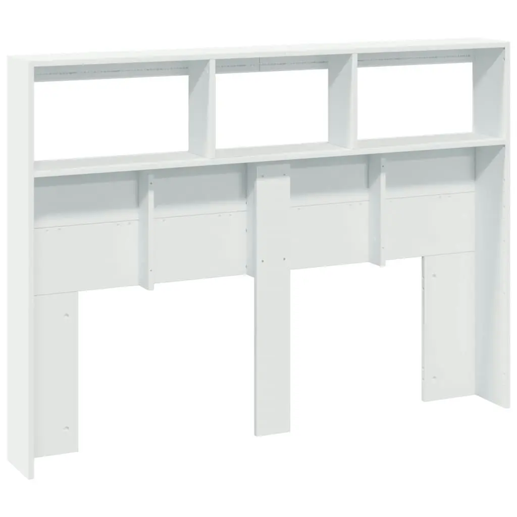 Headboard Cabinet with LED White 140x17x102 cm 839196