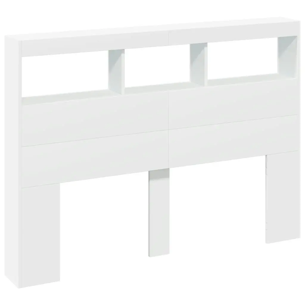 Headboard Cabinet with LED White 140x17x102 cm 839196