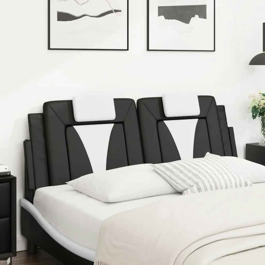 Headboard Cushion Black and White 137 cm Faux Leather 3207703