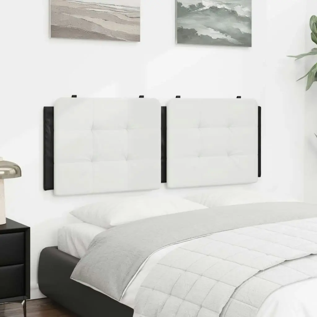 Headboard Cushion White and Black 137 cm Faux Leather 374858