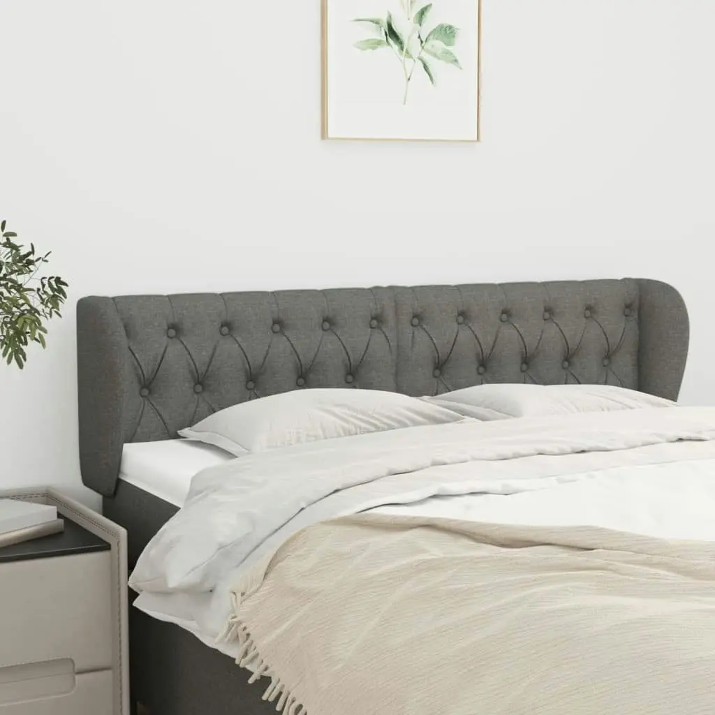 Headboard with Ears Dark Grey 163x23x78/88 cm Fabric 3117487