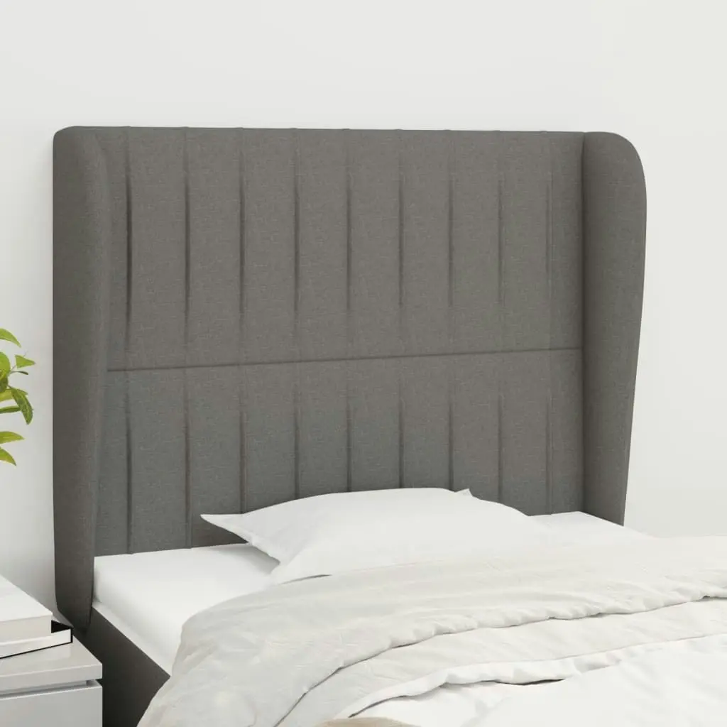 Headboard with Ears Dark Grey 83x23x118/128 cm Fabric 3118169