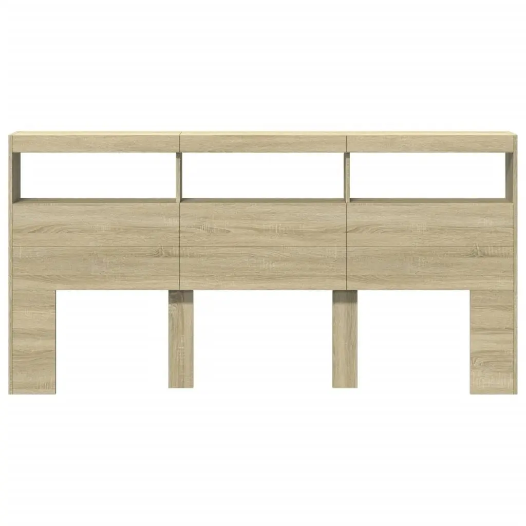 Headboard Cabinet with LED Sonoma Oak 200x17x102 cm 839219