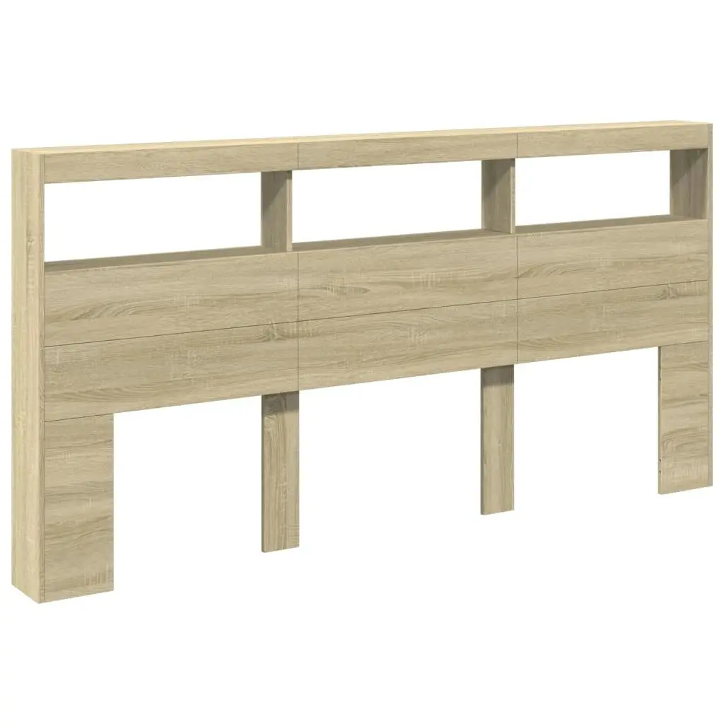 Headboard Cabinet with LED Sonoma Oak 200x17x102 cm 839219