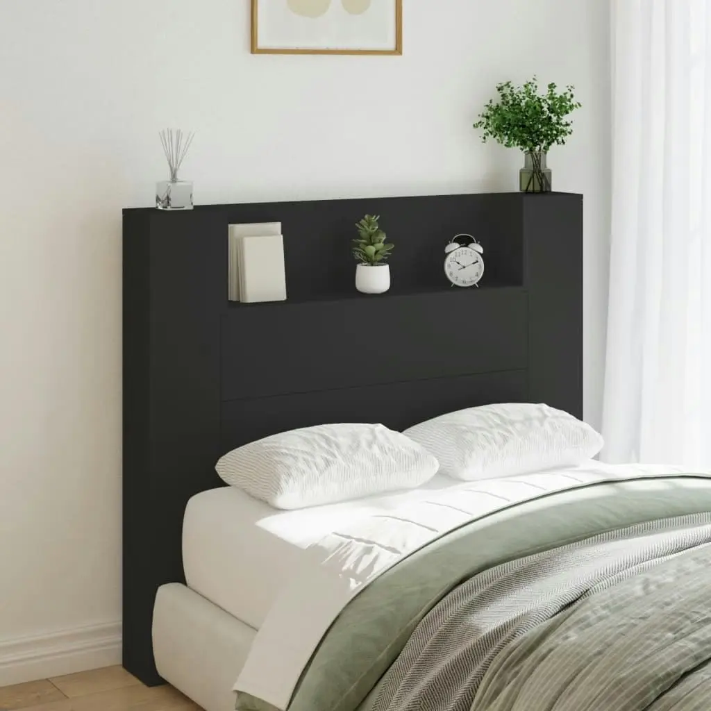 Headboard Cabinet with LED Black 120x16.5x103.5 cm 839239