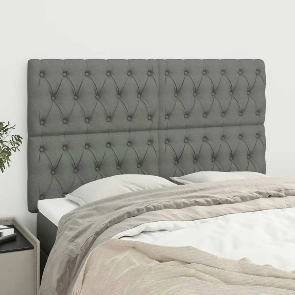 Headboards 4 pcs Dark Grey 80x7x78/88 cm Fabric 3116675