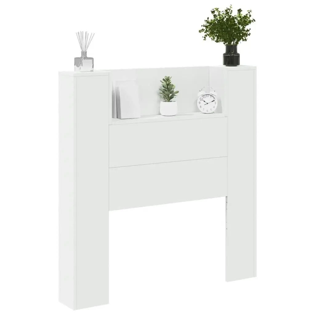 Headboard Cabinet with LED White 100x16.5x103.5 cm 839231